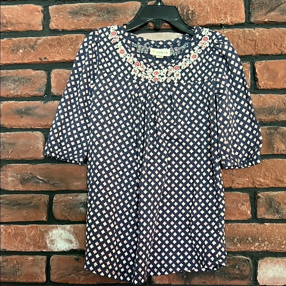 Kids Tucker + Tate Pink and White Patterned Top/Tunic with 3/4 length sleeves
